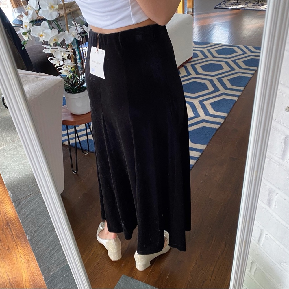 CYNTHIA ROWLEY Black Velvet High Waist Midi Skirt! 🖤 - Picture 5 of 11